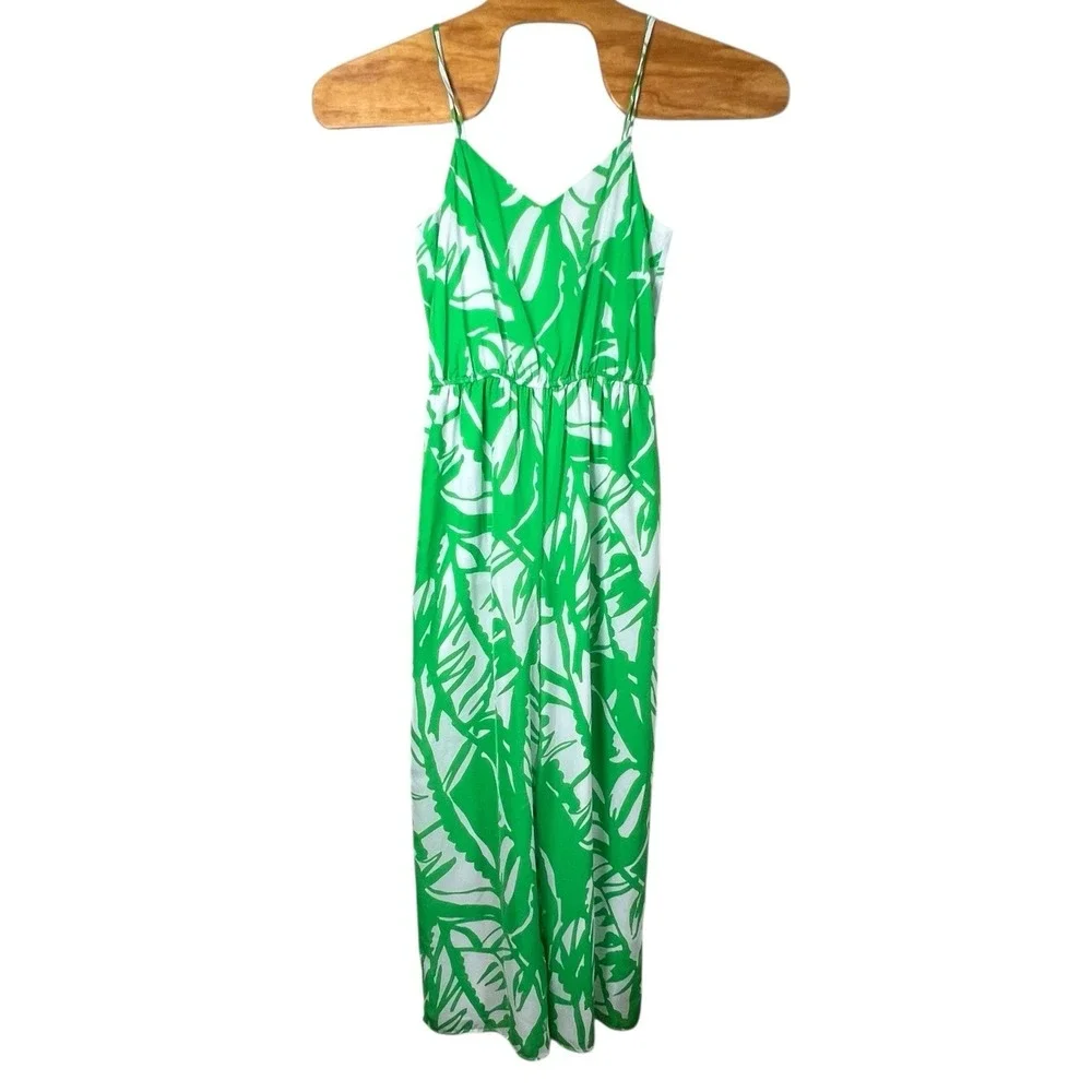 Lilly Pulizter For Target Womens Small‎ Green White Tropical Boom Boom Jumpsuit